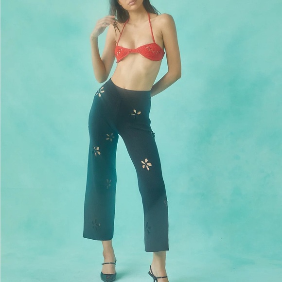 TACH Pants - Tach Clothing Lila Pant Knit Floral Cut Outs